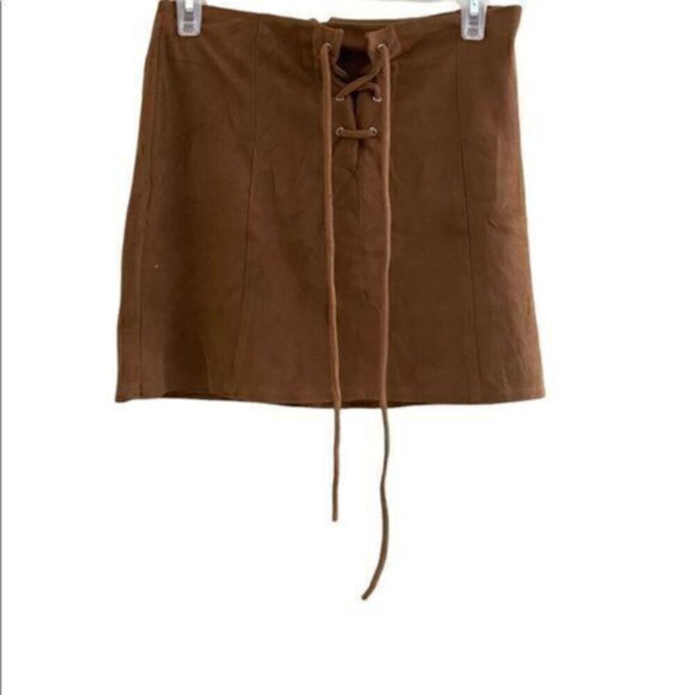 Charlotte Russe brown suede skirt || size S